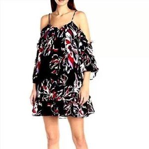 Parker Aidrian Silk Dress in Multi Black Waterlily Combo Size Small NWOT